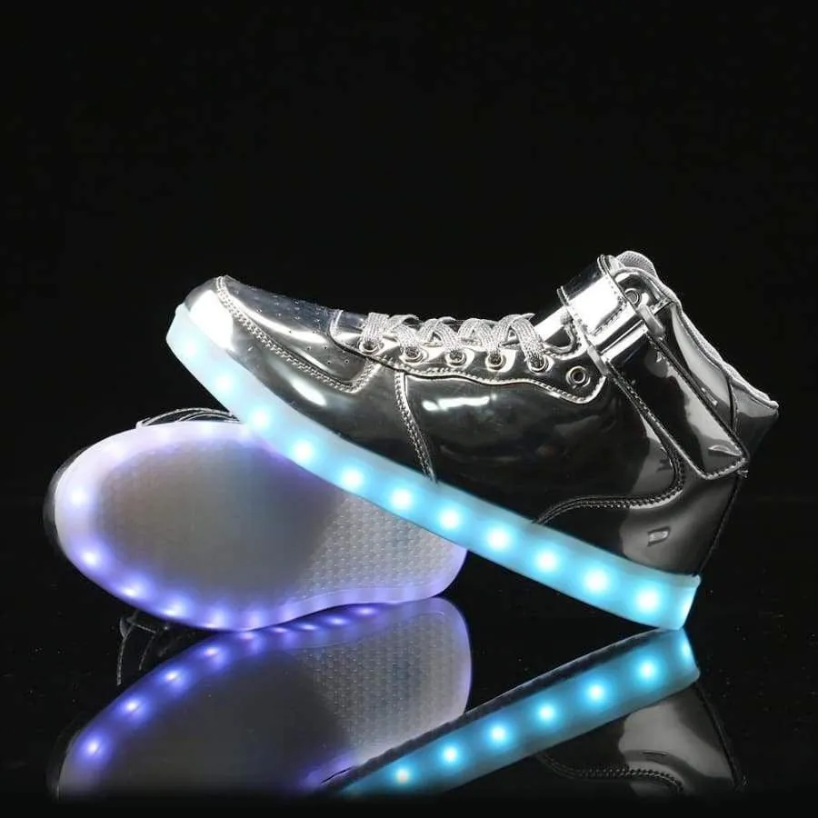 Flashez - Silver High Top LED Trainers