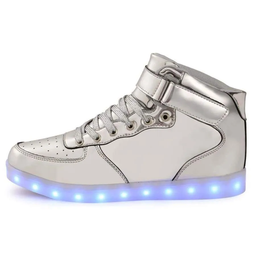 Flashez - Silver High Top LED Trainers