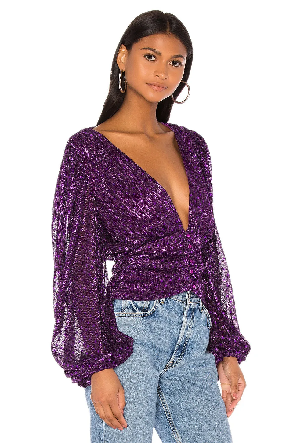 For Love and Lemons La Villette Cropped Blouse Top