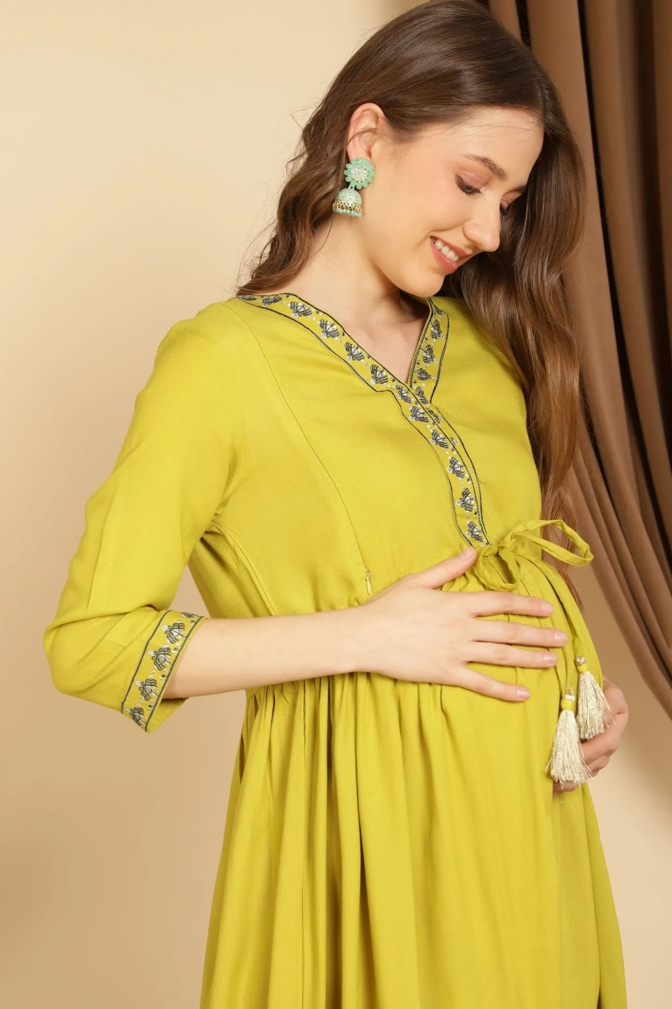 Green Dream Maternity Dress with Pocket