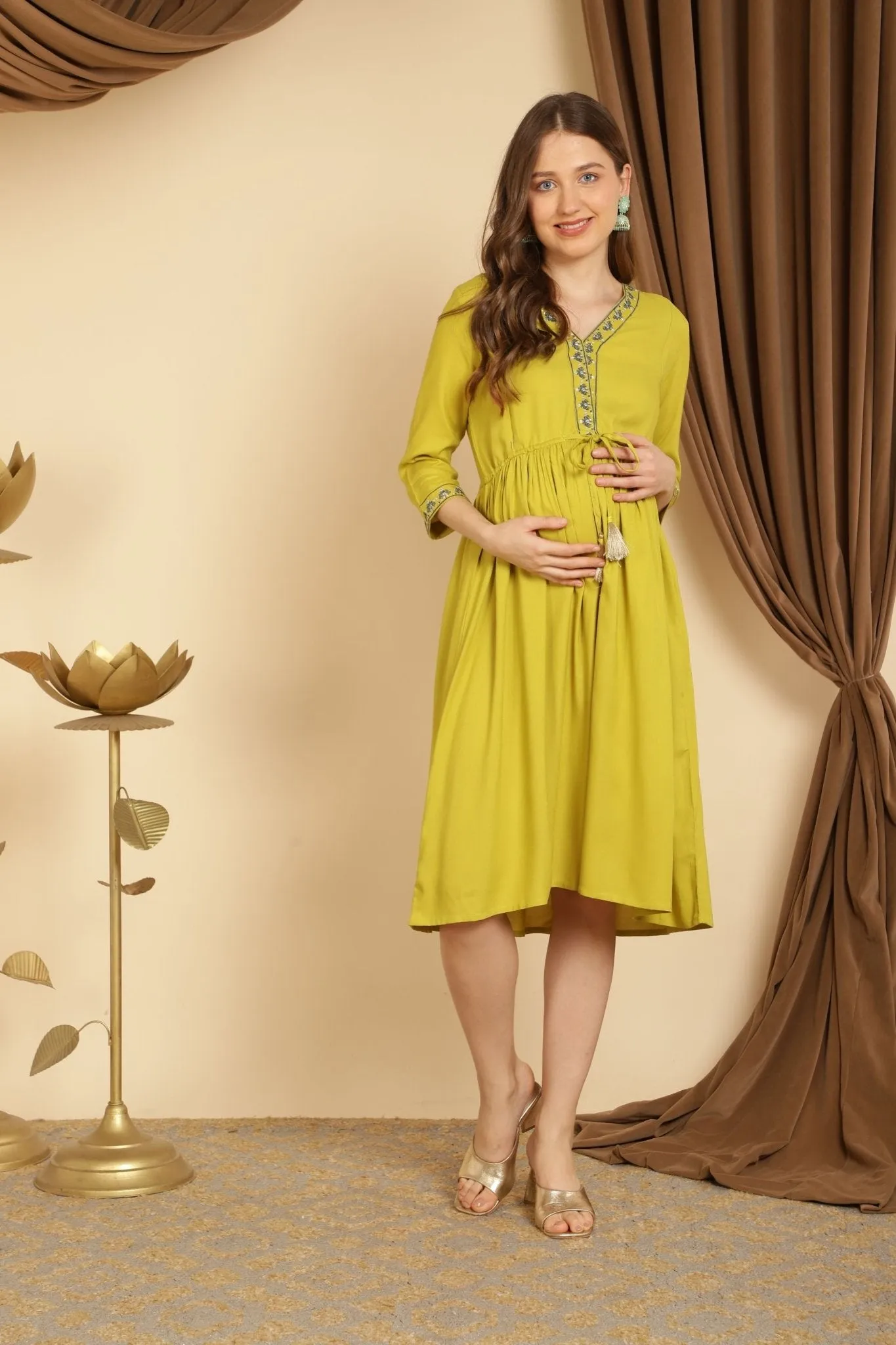 Green Dream Maternity Dress with Pocket