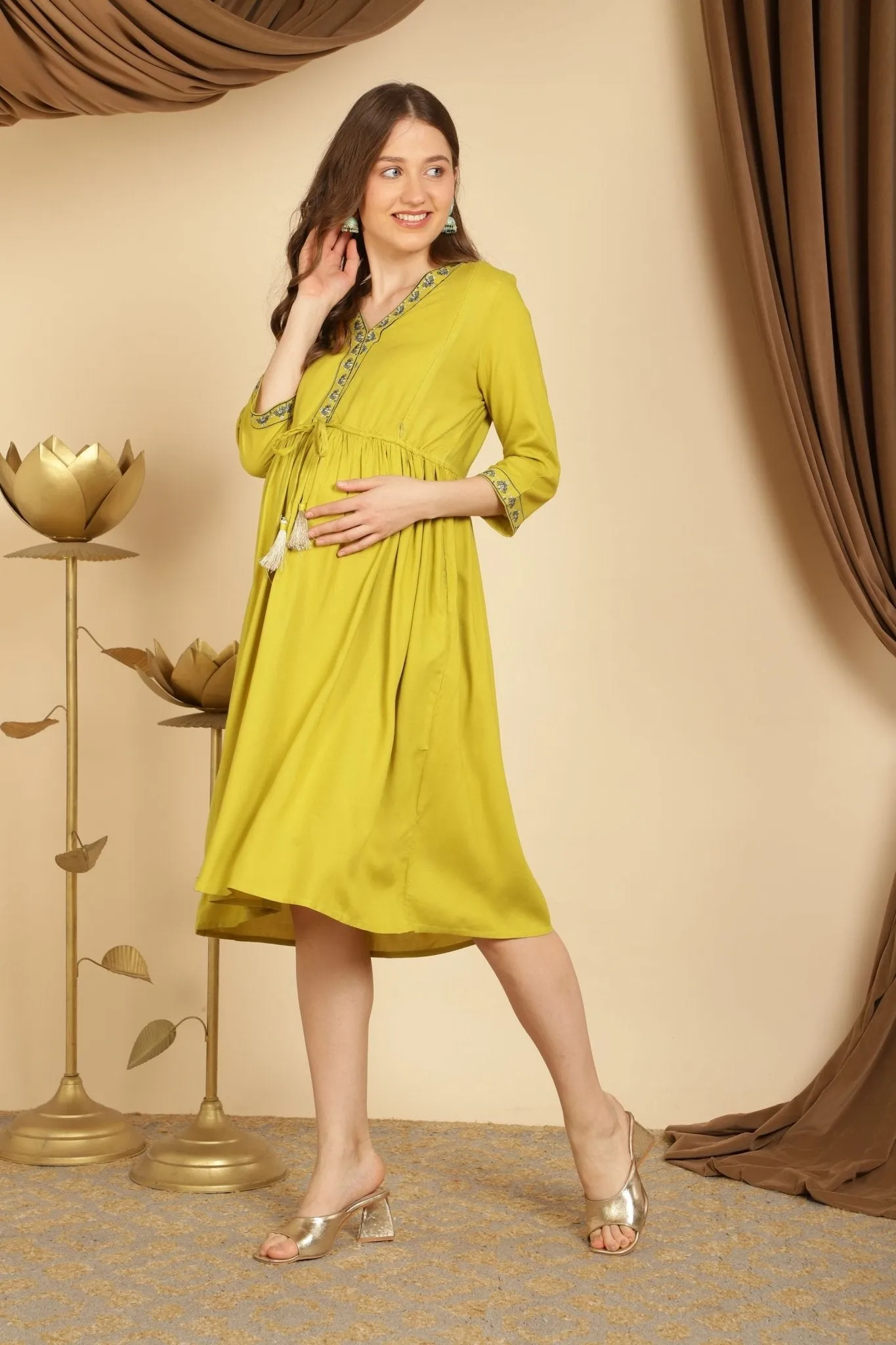 Green Dream Maternity Dress with Pocket