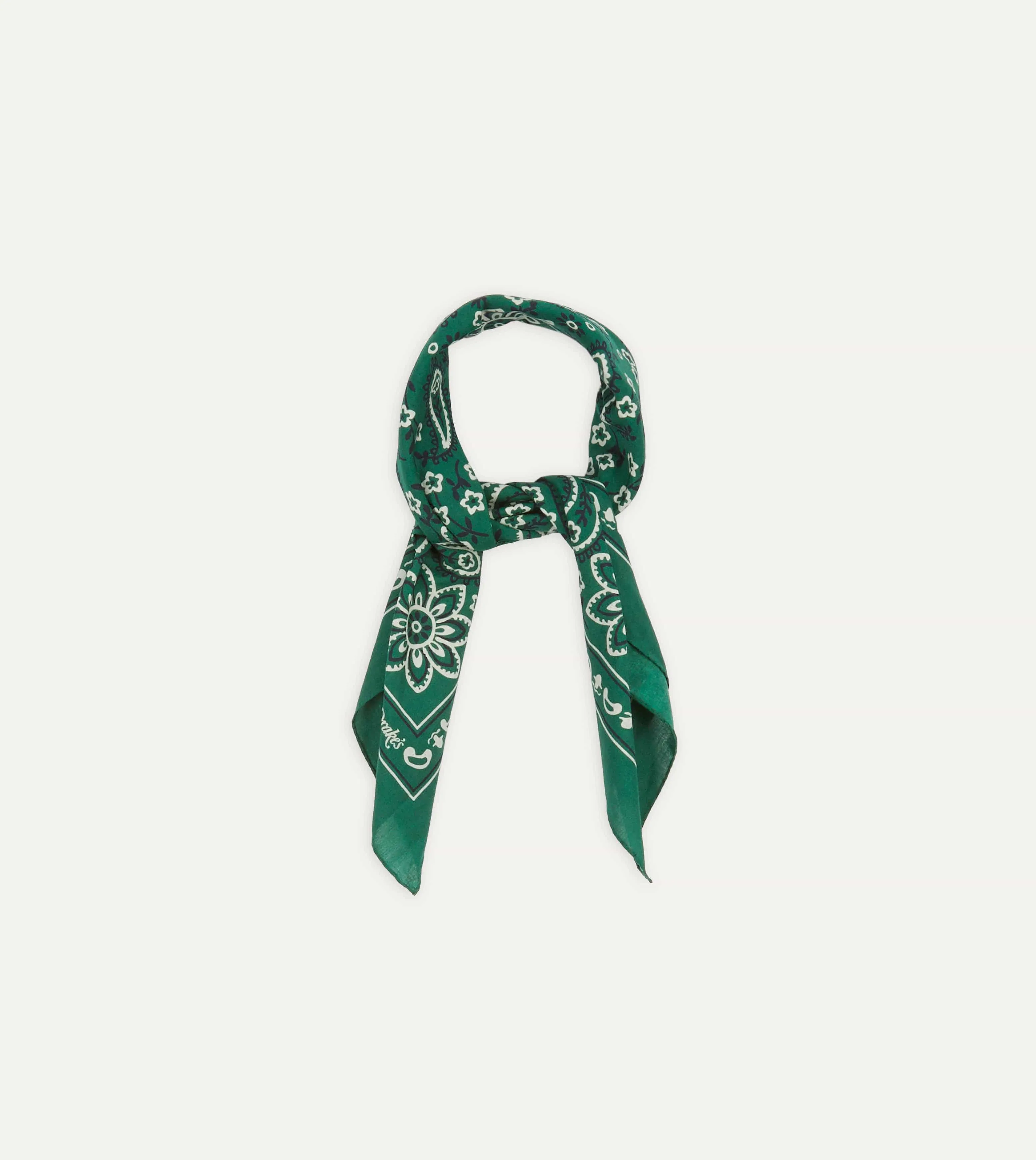 Green Paisley Print Cotton Bandana