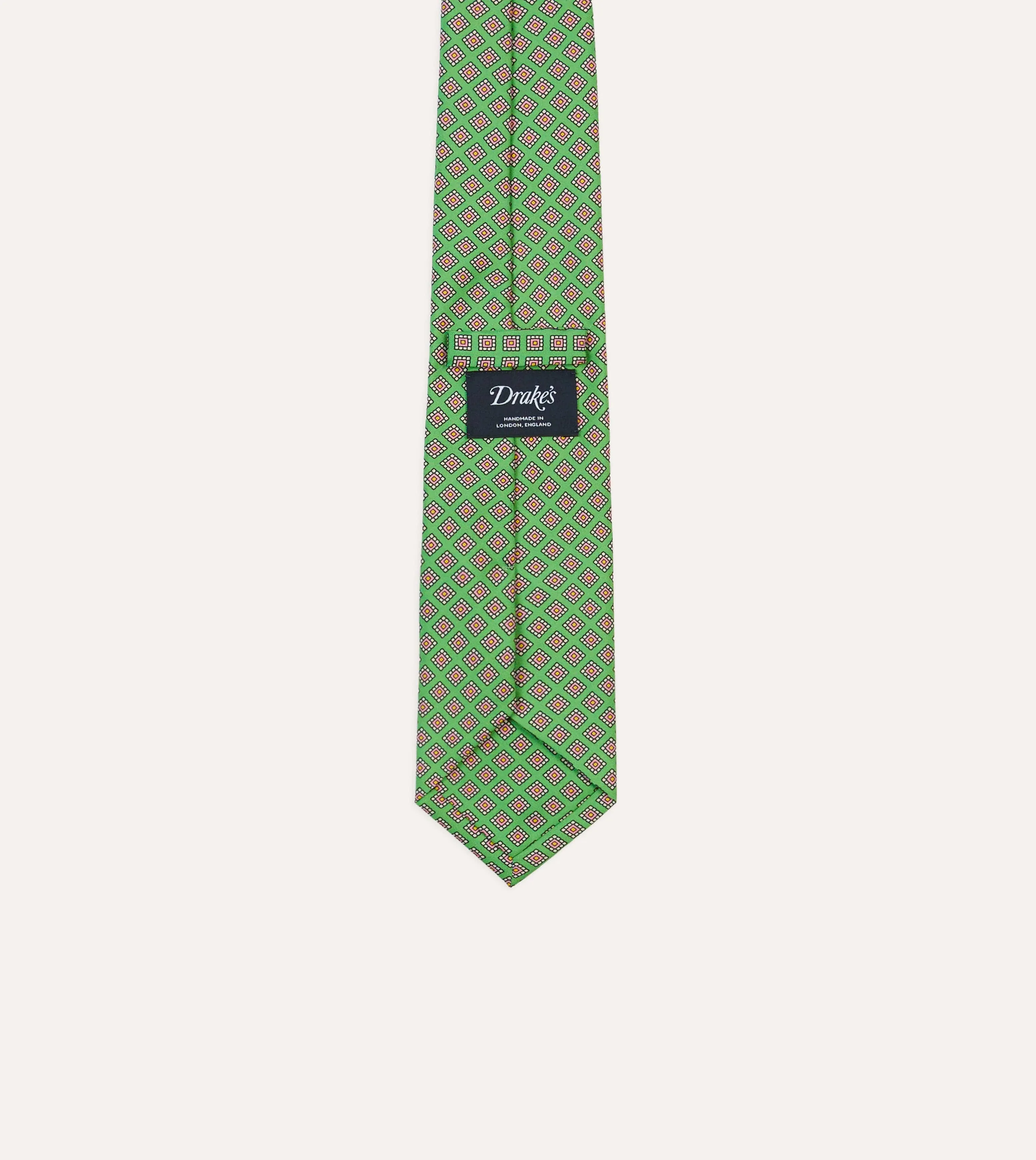 Green Square Medallion Self-Tipped Silk Tie