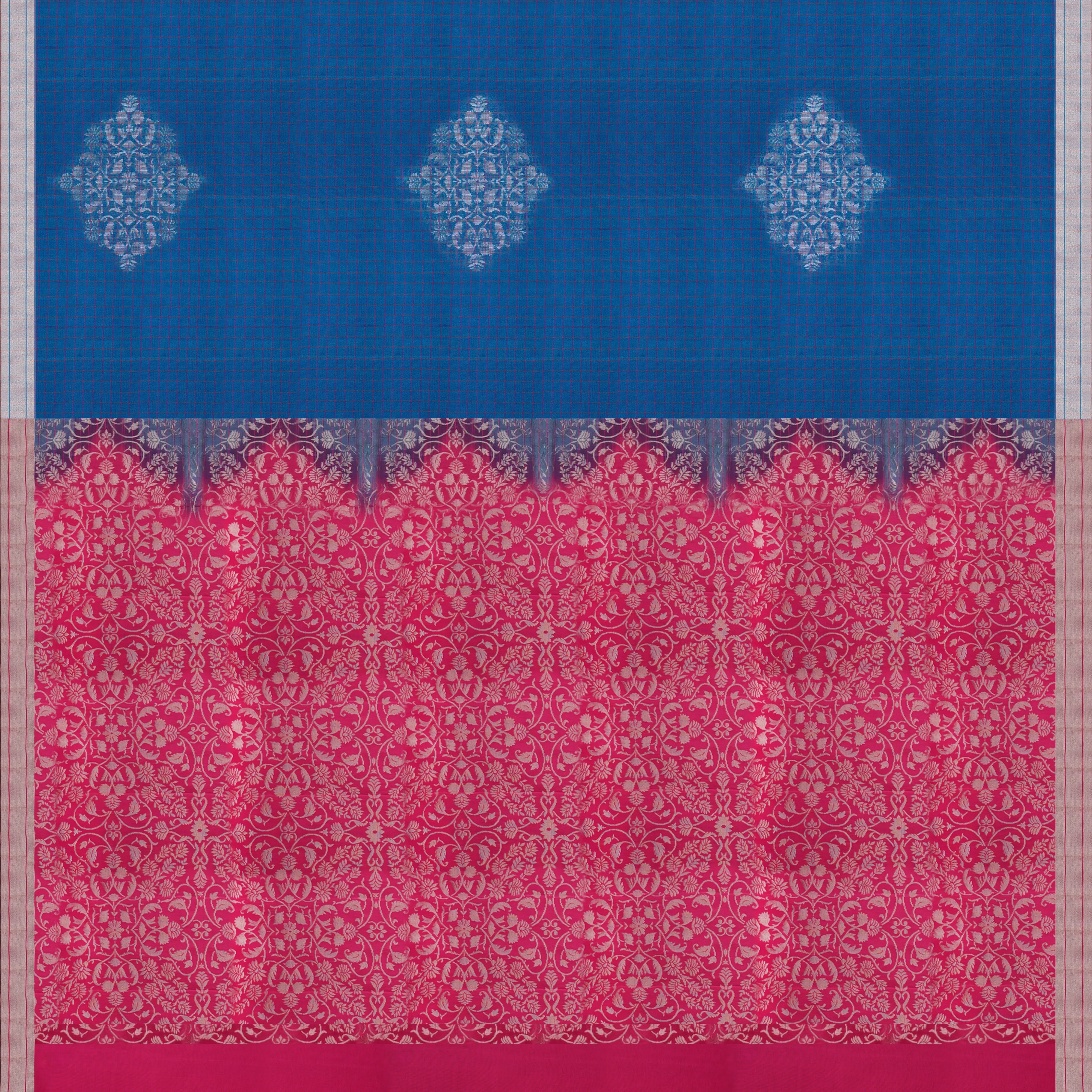 Handwoven Blue with Pink Soft Silk Saree - 1781T009271DSC