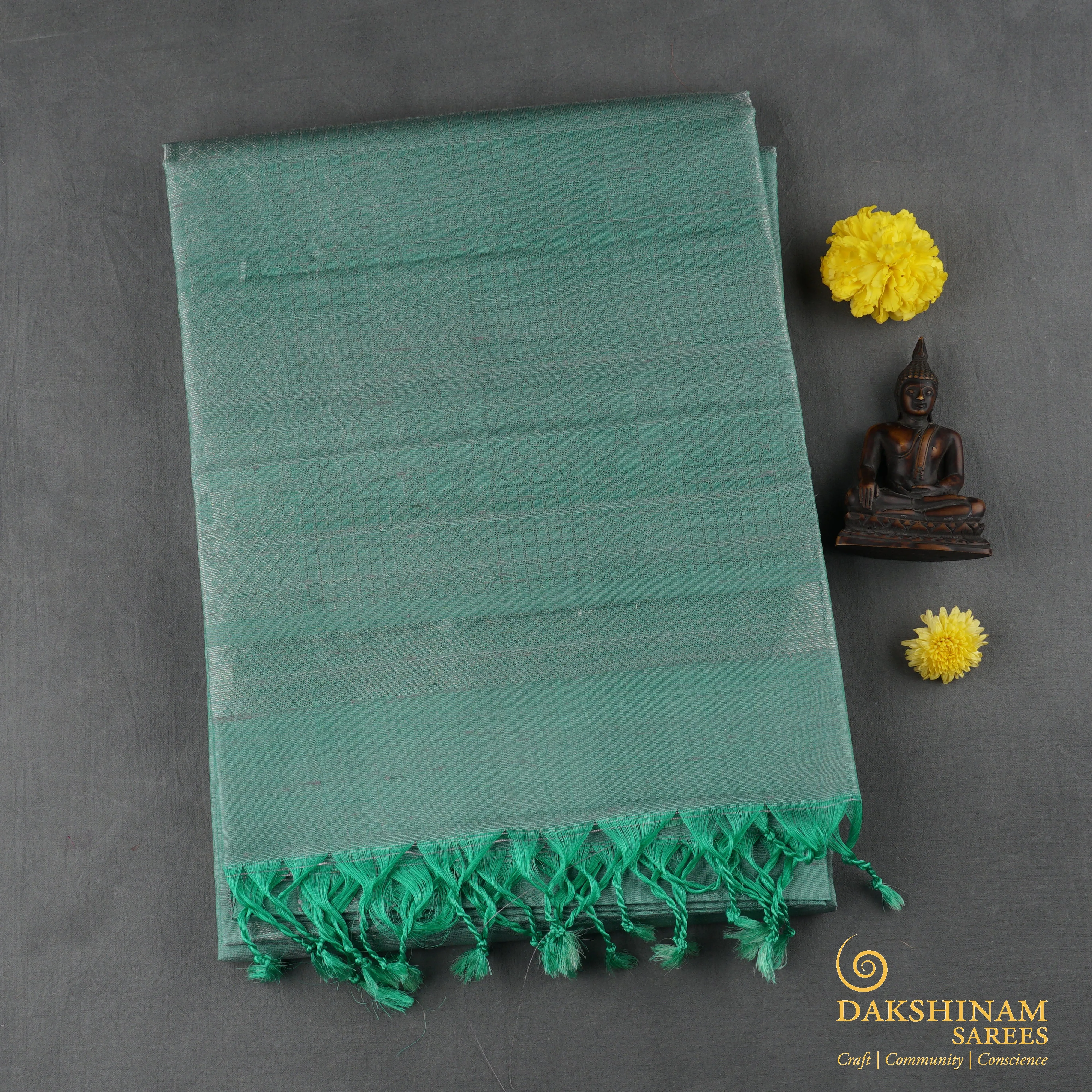 Handwoven Green Soft Silk Saree - 1779T009267DSC