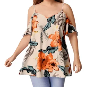 Hibiscus Cold Shoulder Blouse