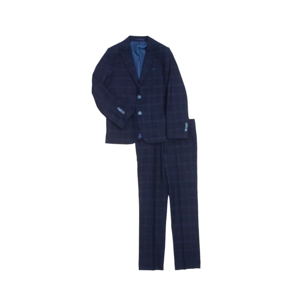 Isaac Mizrahi Boys Slim 2 Piece Navy Check Suit_Navy ST2516