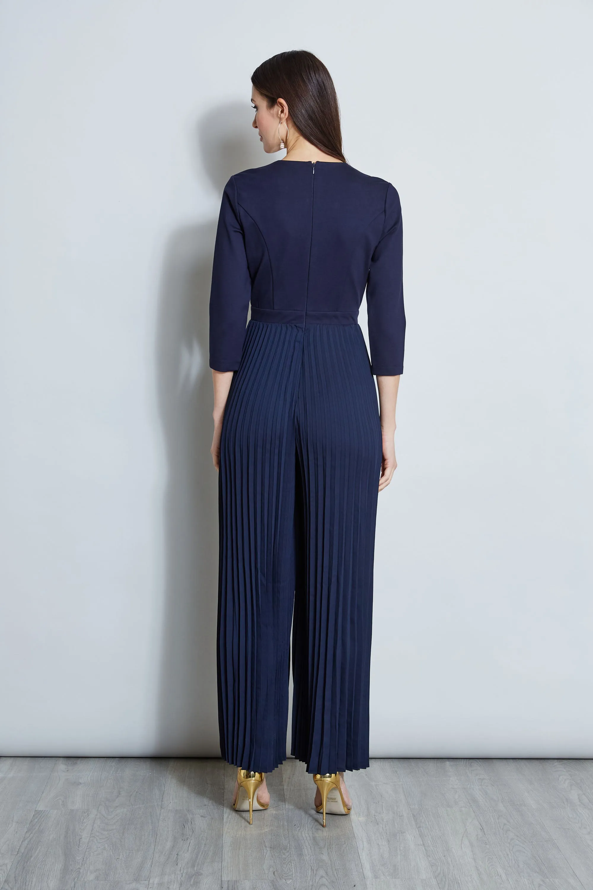 Knit Bodice Pleated Jumpsuit