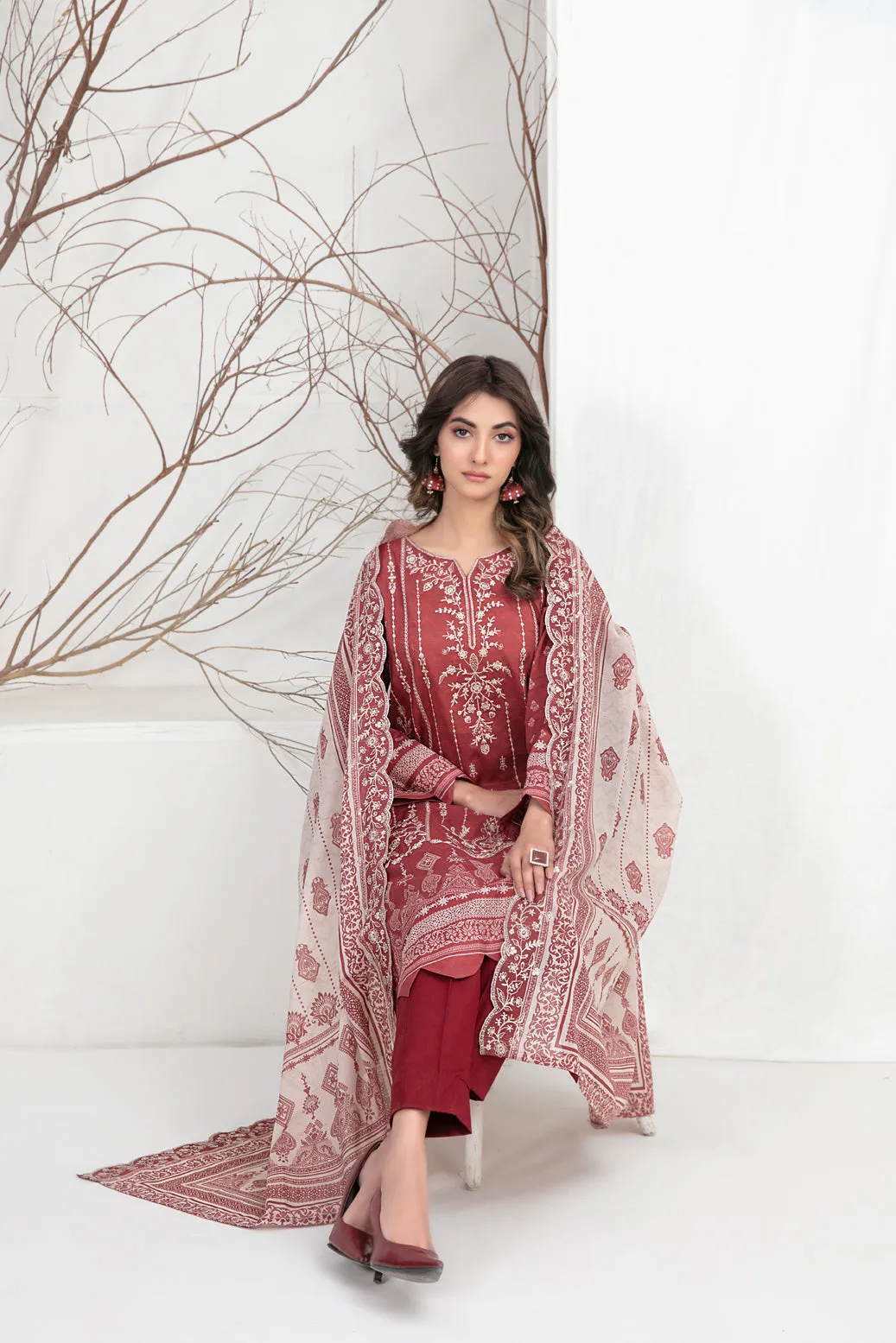 LAMIYAH BY TAWAKKAL 3 Piece Un Stitched Suit - D-2466