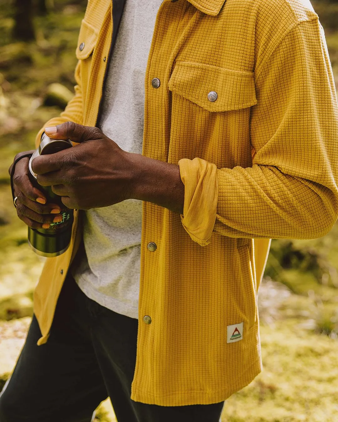 Maple Grid Polar Fleece Shirt - Mustard Gold