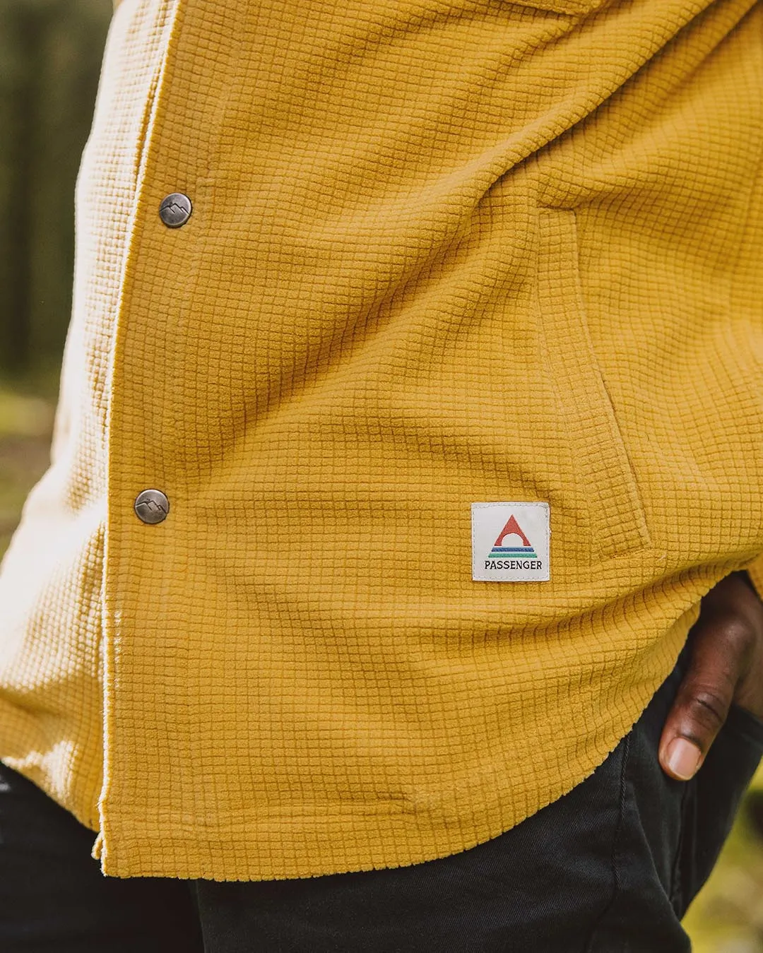 Maple Grid Polar Fleece Shirt - Mustard Gold