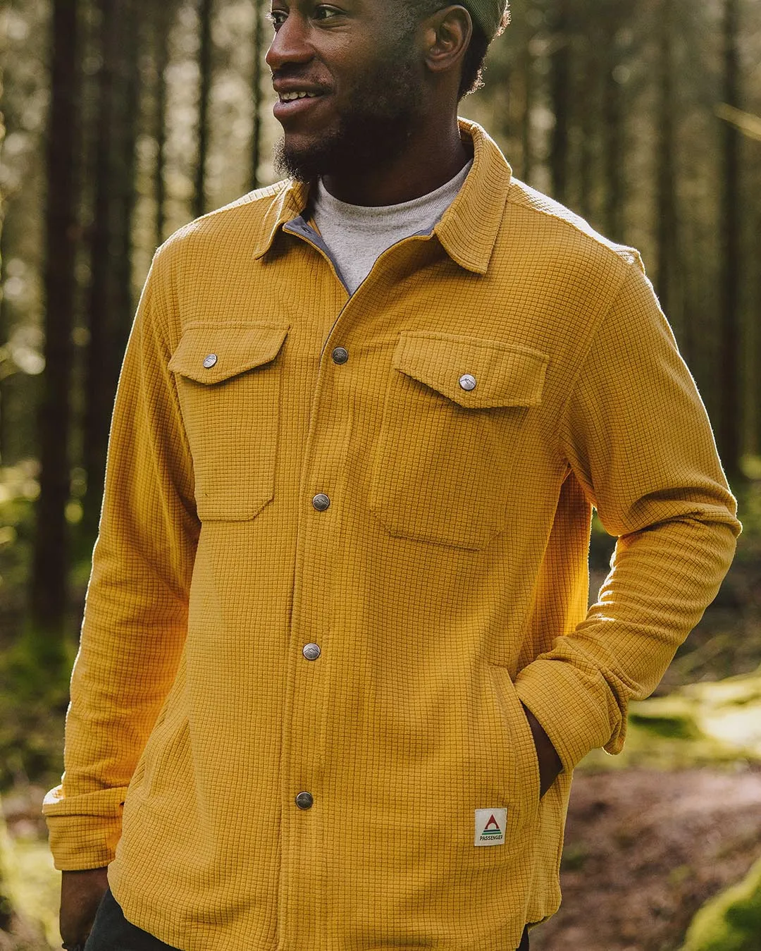 Maple Grid Polar Fleece Shirt - Mustard Gold