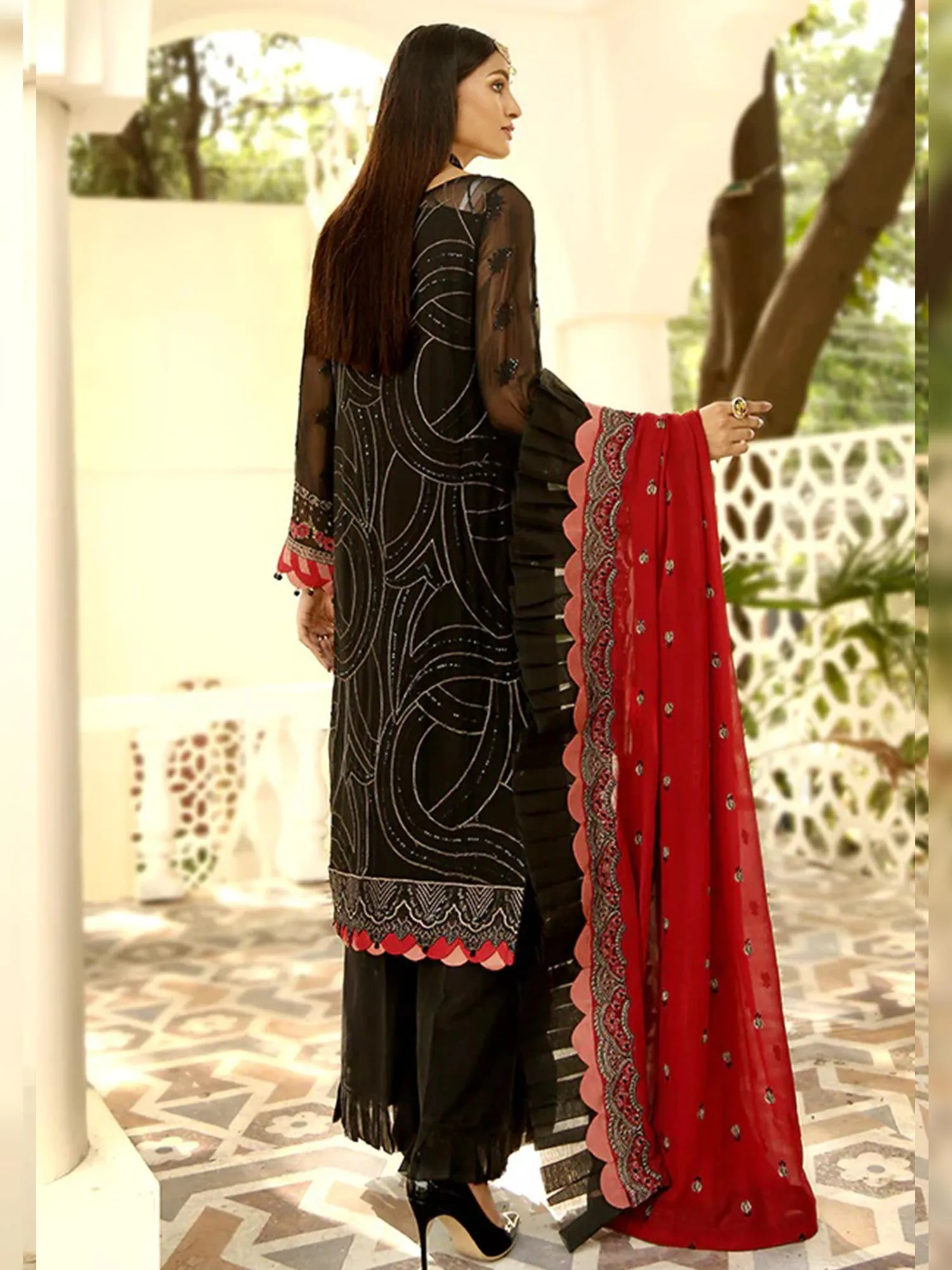 Maryams Gold Collection Vol-9 Unstitched Black Suit (MG-100)