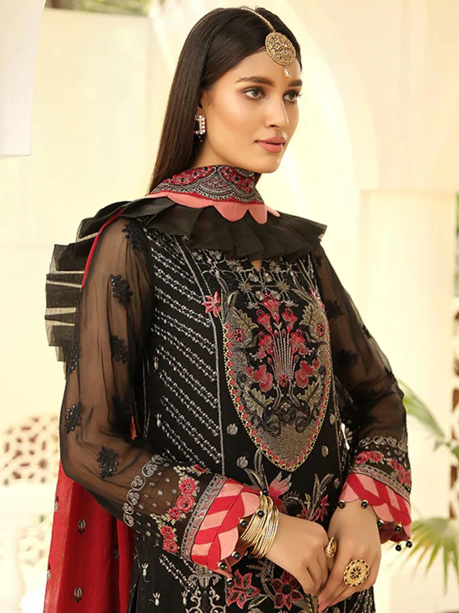 Maryams Gold Collection Vol-9 Unstitched Black Suit (MG-100)