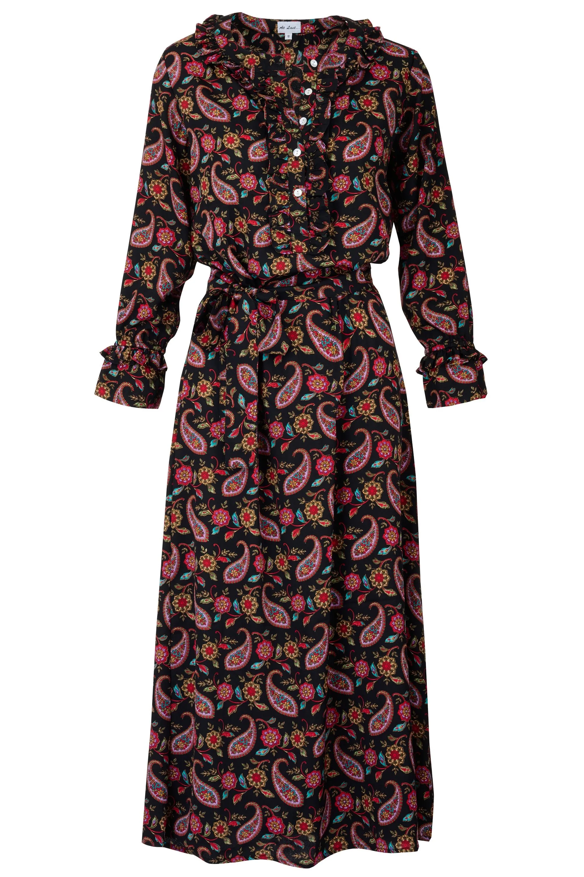 Meg Midi Dress in Black Paisley