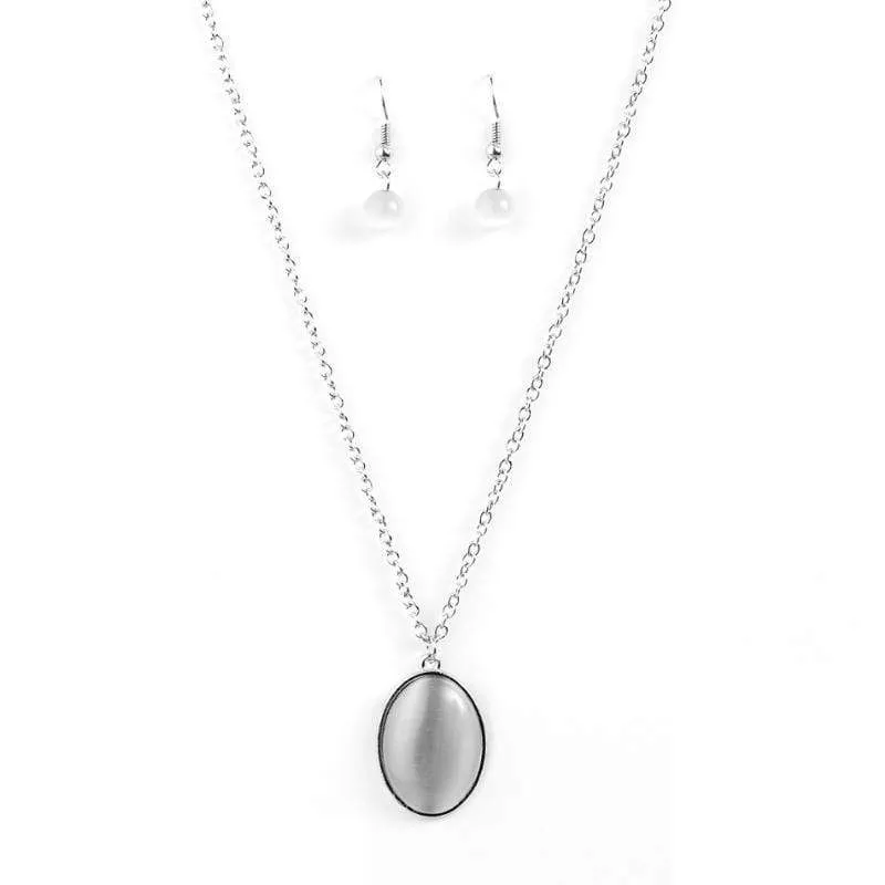 MOON Swings Silver Stone Necklace