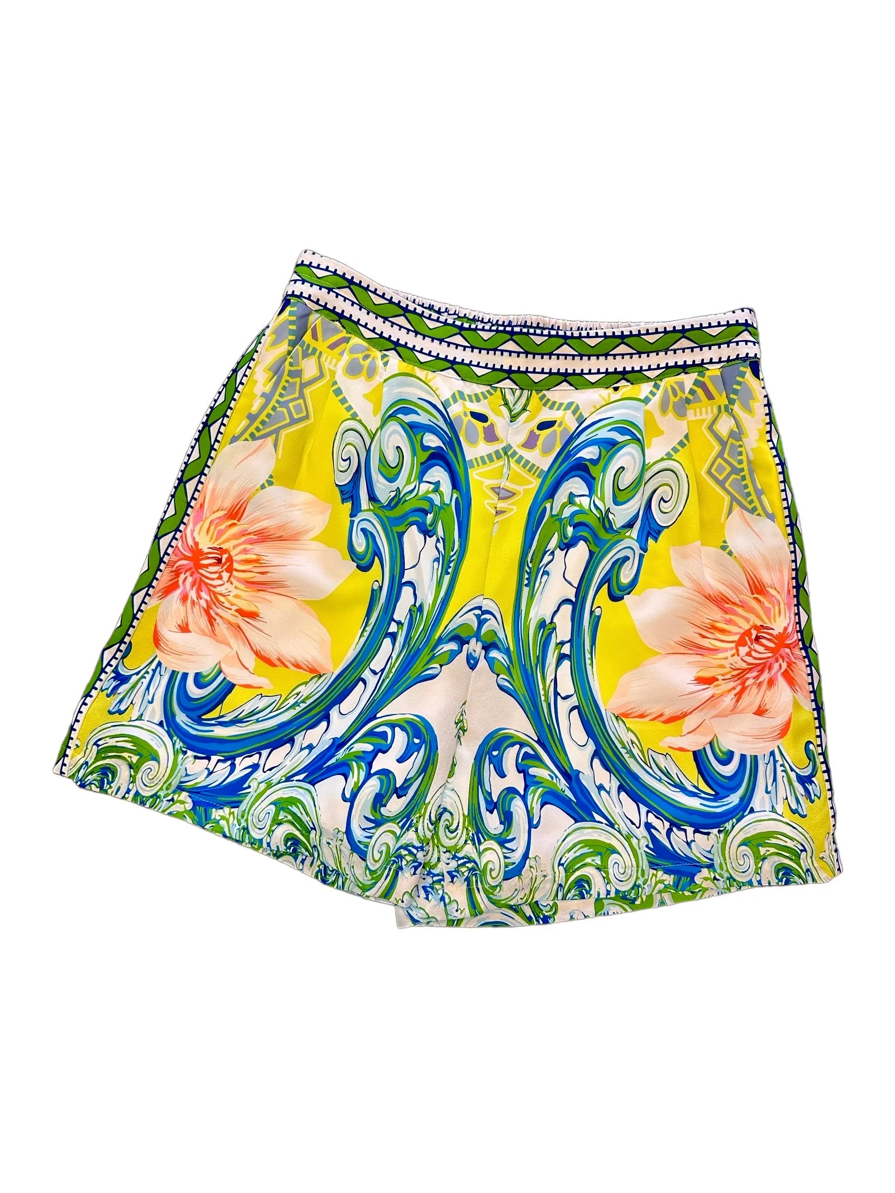 Ocean Paisley Printed Shorts in citron by Esqualo