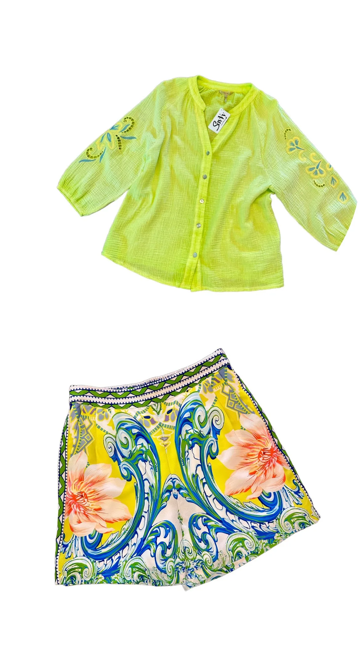 Ocean Paisley Printed Shorts in citron by Esqualo