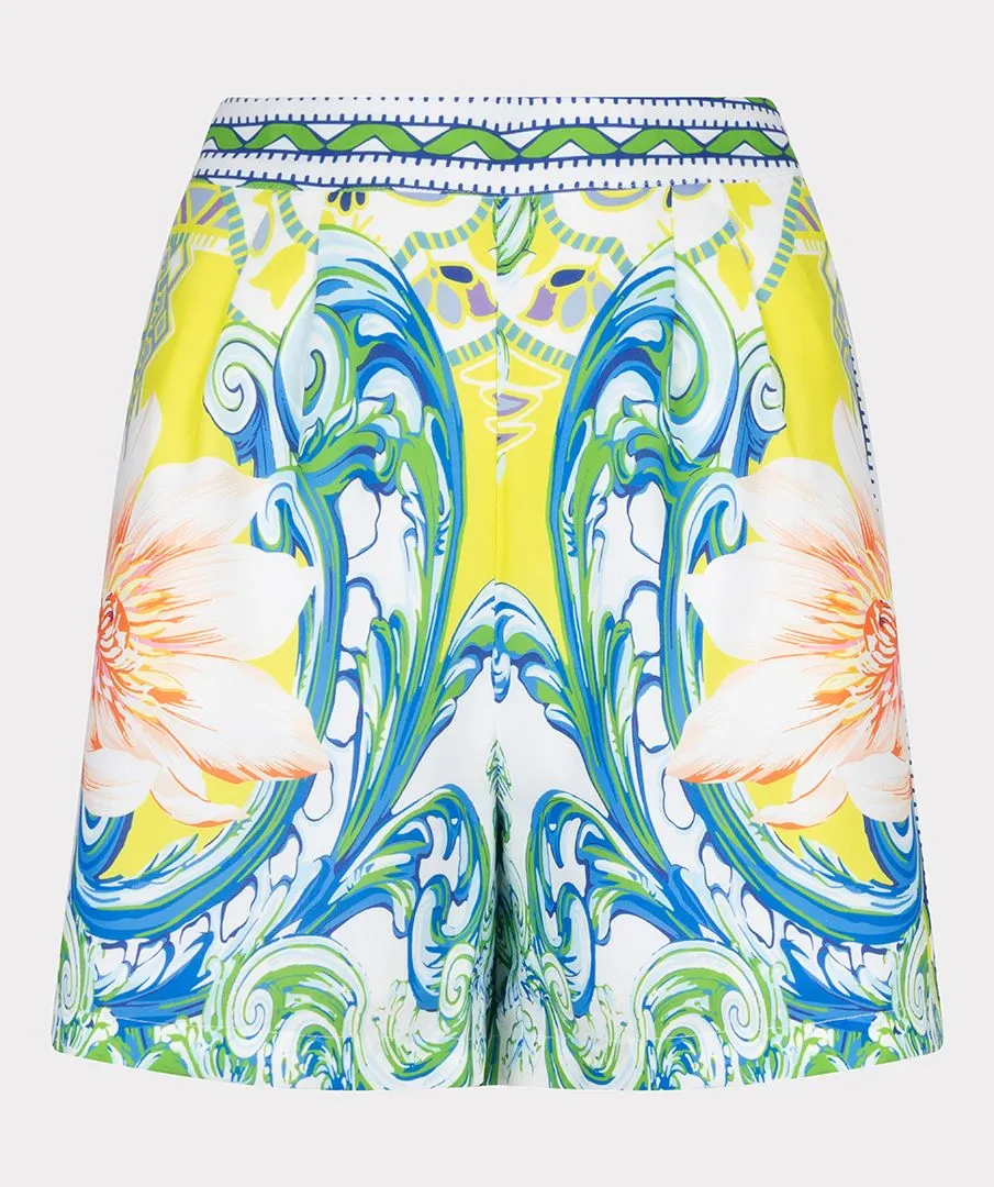 Ocean Paisley Printed Shorts in citron by Esqualo