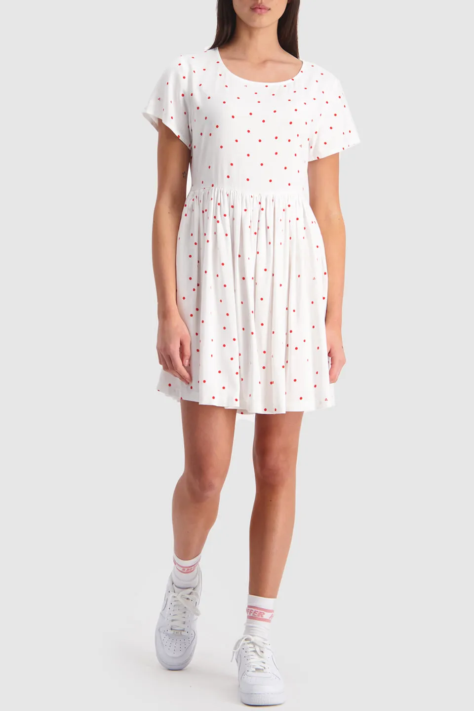 Picnic Mooshine SS White Red Spot Relaxed Dress