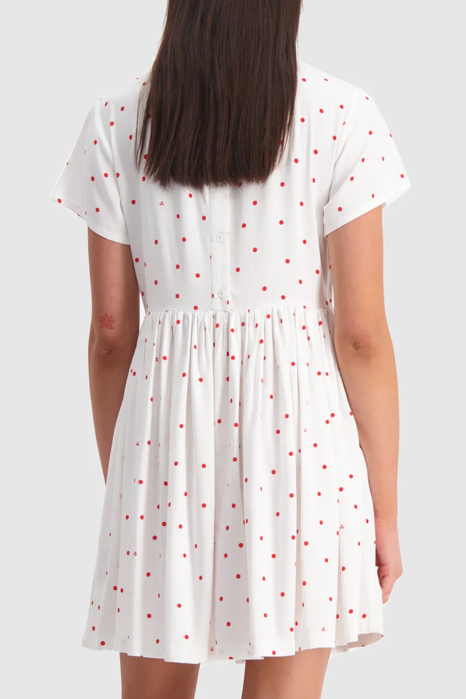 Picnic Mooshine SS White Red Spot Relaxed Dress