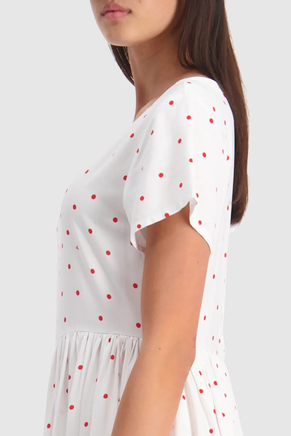 Picnic Mooshine SS White Red Spot Relaxed Dress