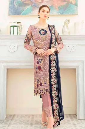 Pink Color Georgette Fabric Heavy Embroidered Traditional Fashion