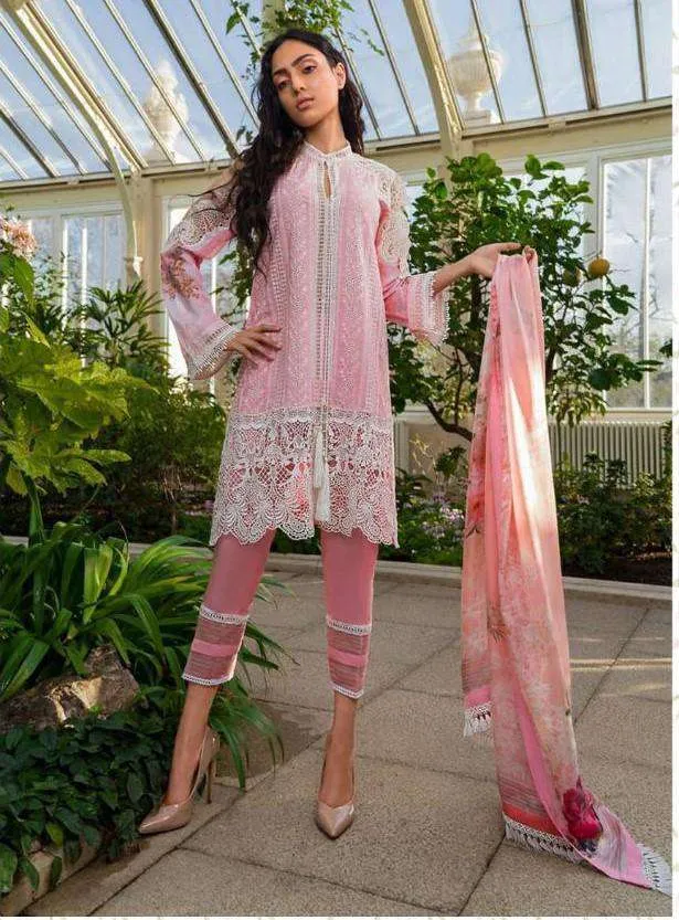 Pink Rosemeen Chikan Work Designer Dress 46001