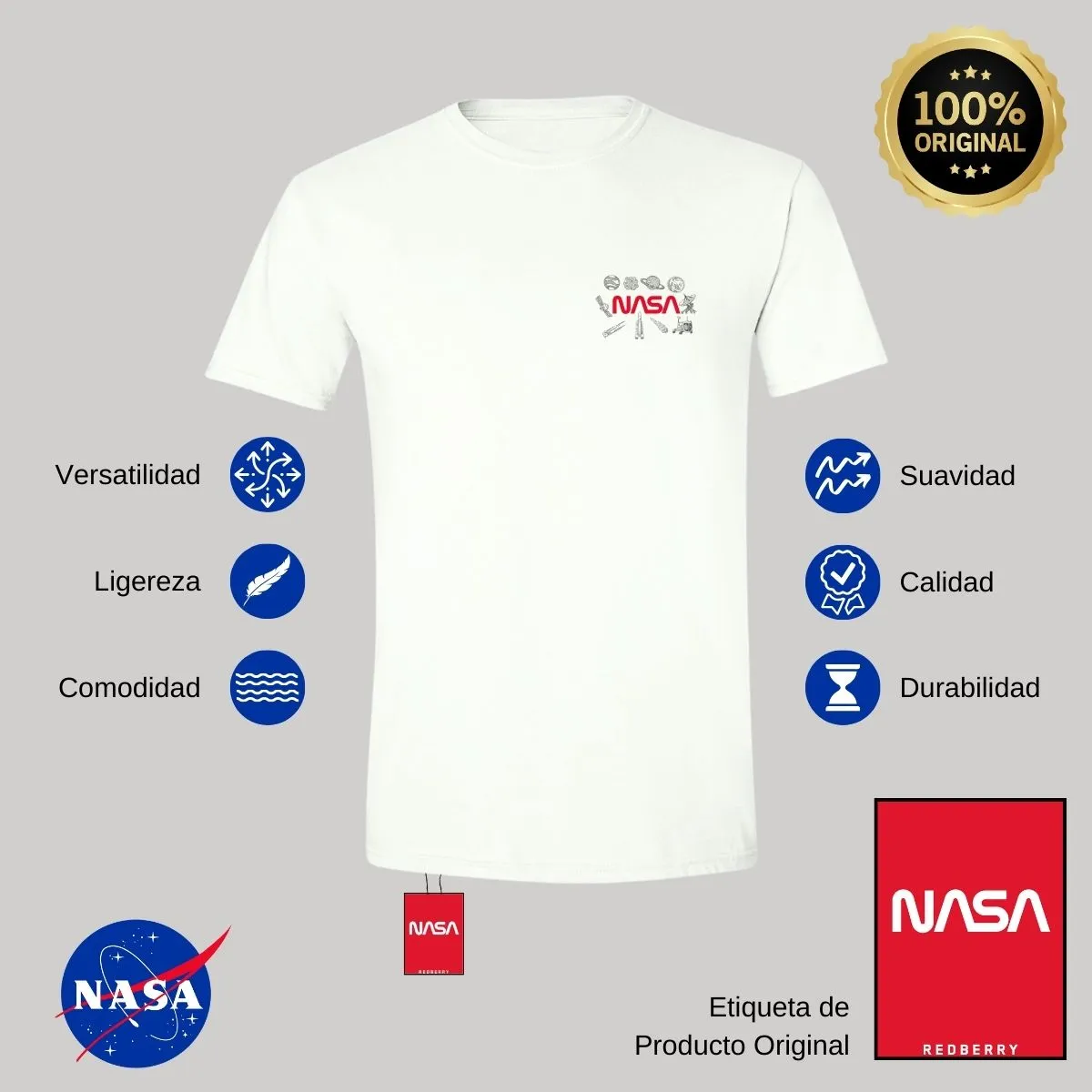 Playera Deportiva Hombre Nasa Espacio Escudo