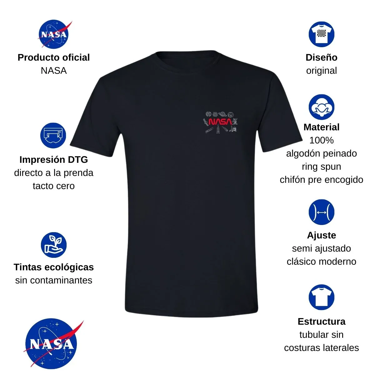 Playera Deportiva Hombre Nasa Espacio Escudo