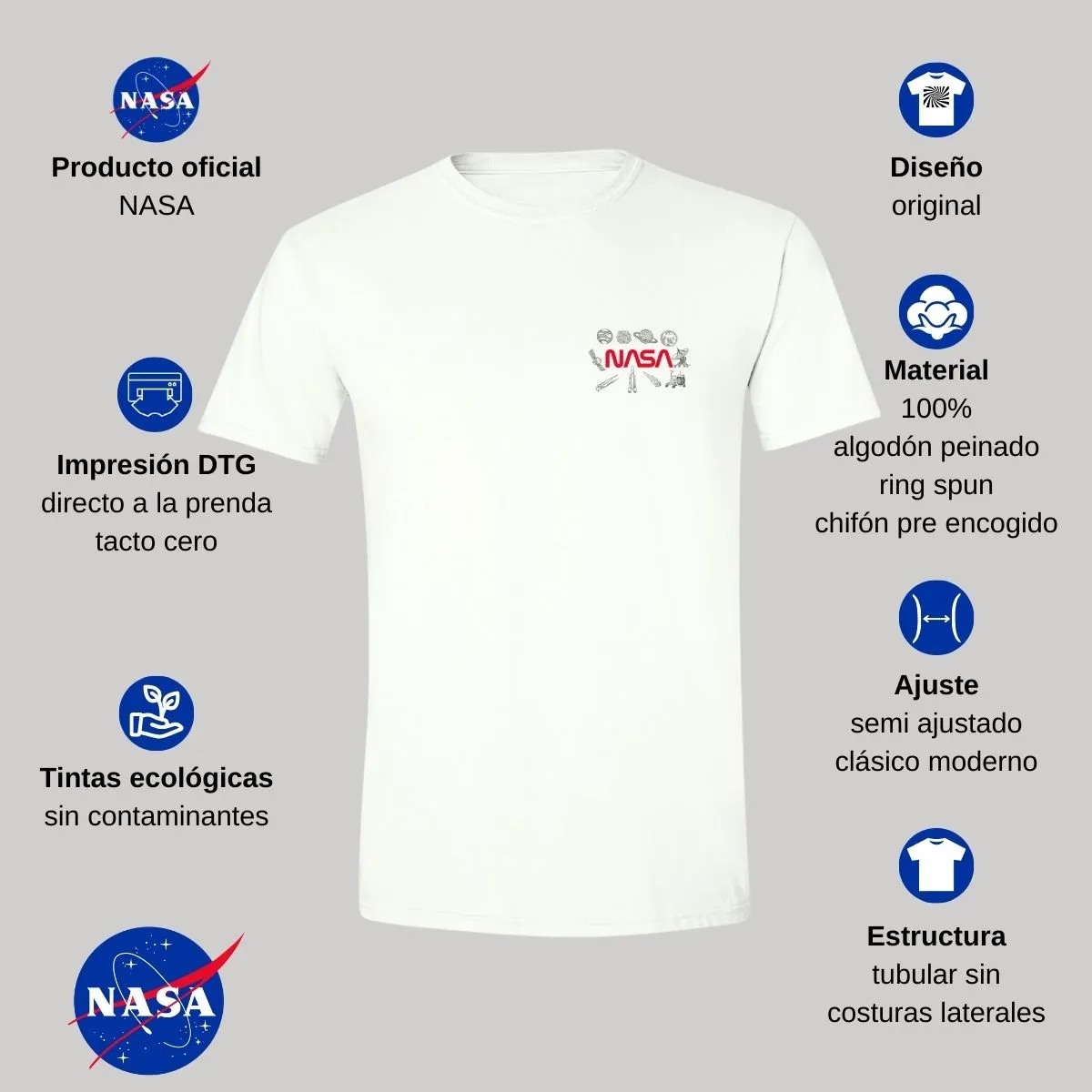 Playera Deportiva Hombre Nasa Espacio Escudo