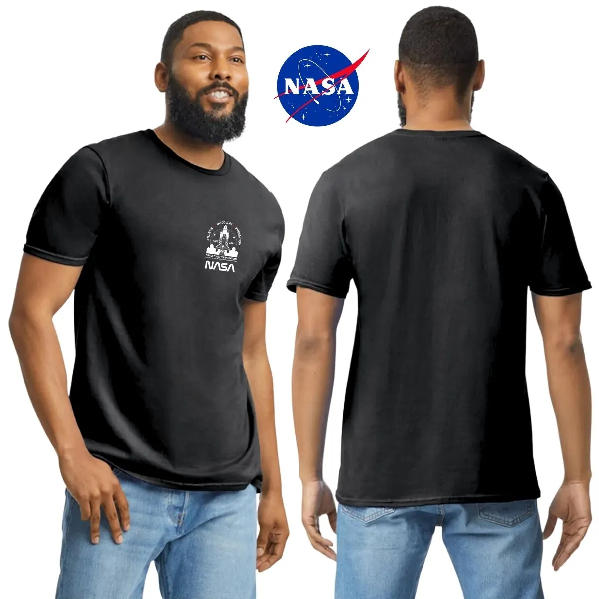 Playera Hombre Nasa Cohete Espacial Escudo