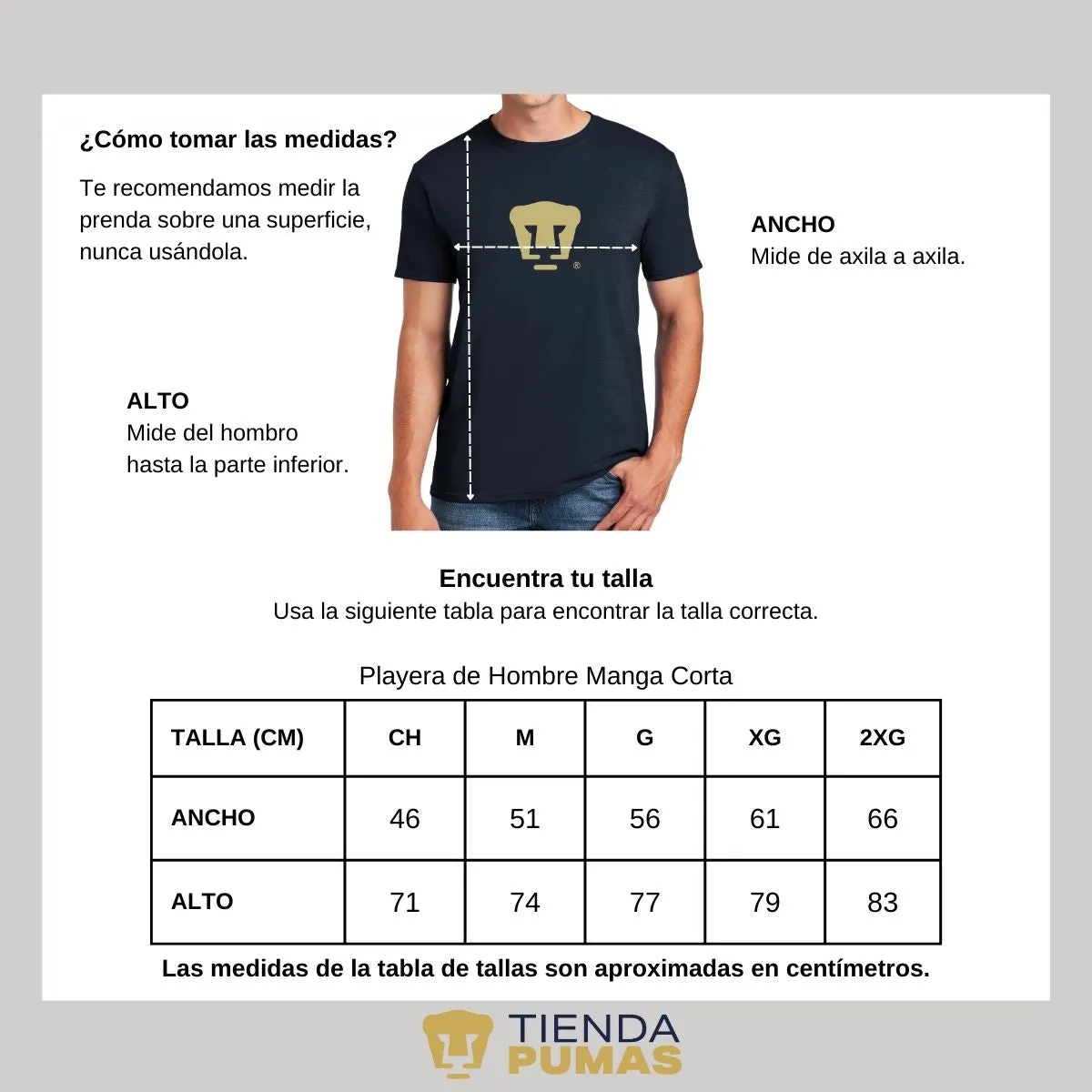 Playera Hombre Pumas UNAM Dorado Logo Vinil