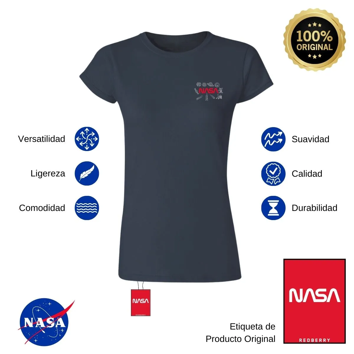 Playera Mujer Nasa Espacio Escudo