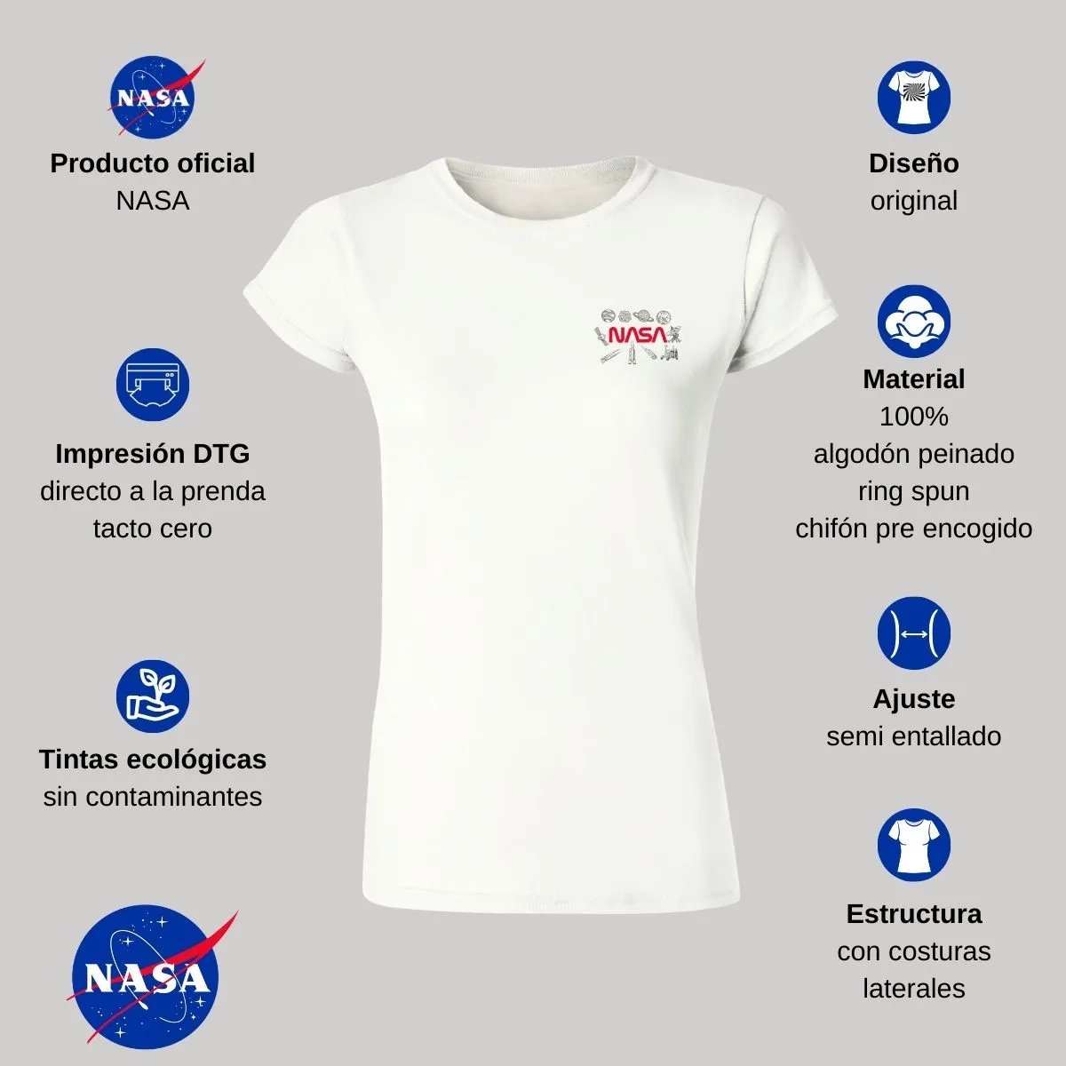 Playera Mujer Nasa Espacio Escudo