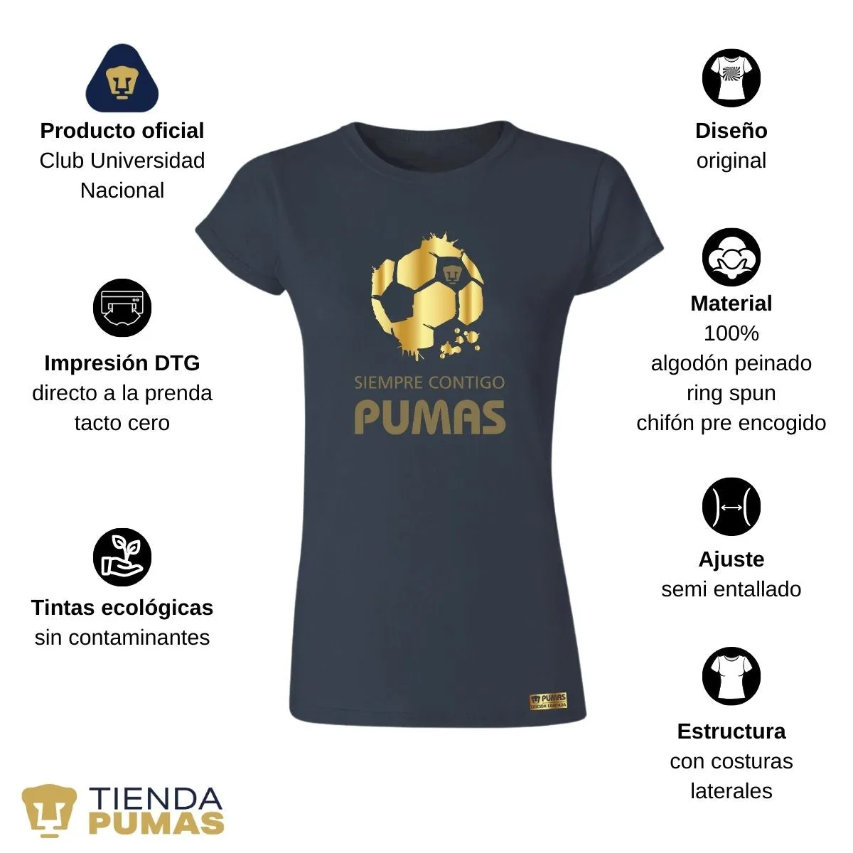 Playera Mujer Pumas UNAM Ed Limitada 2 Siempre contigo