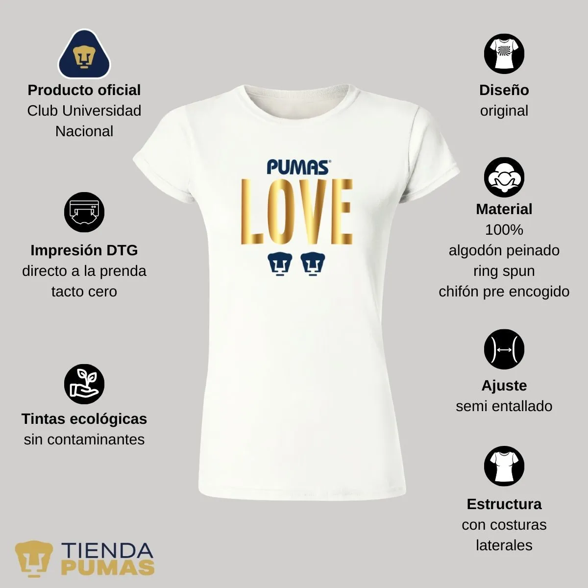 Playera Mujer Pumas UNAM Love