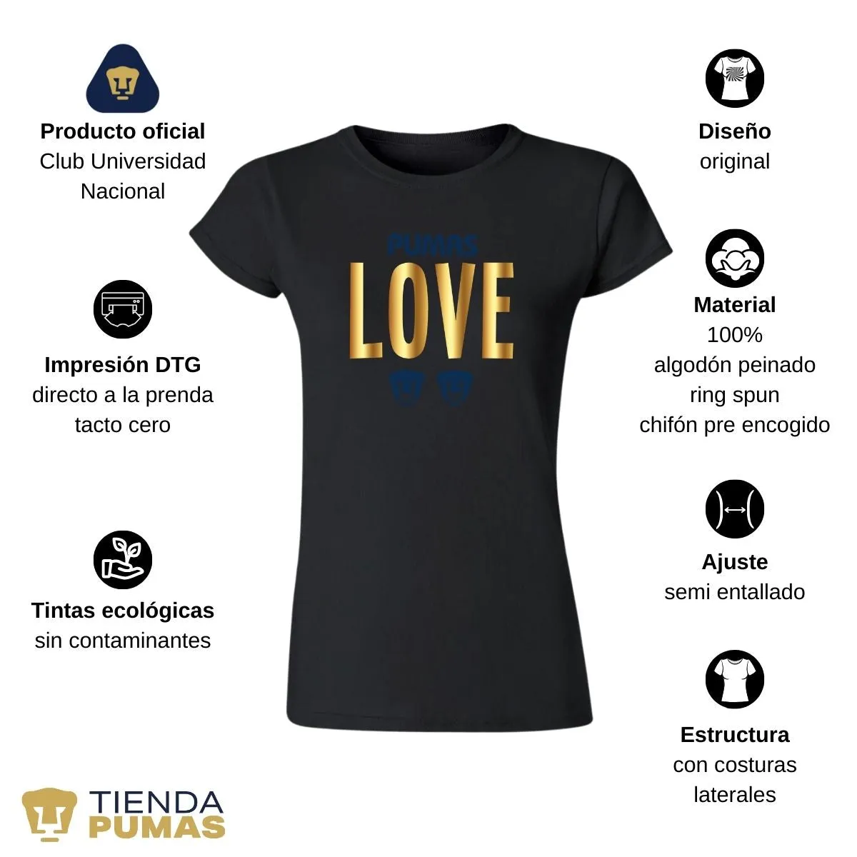 Playera Mujer Pumas UNAM Love