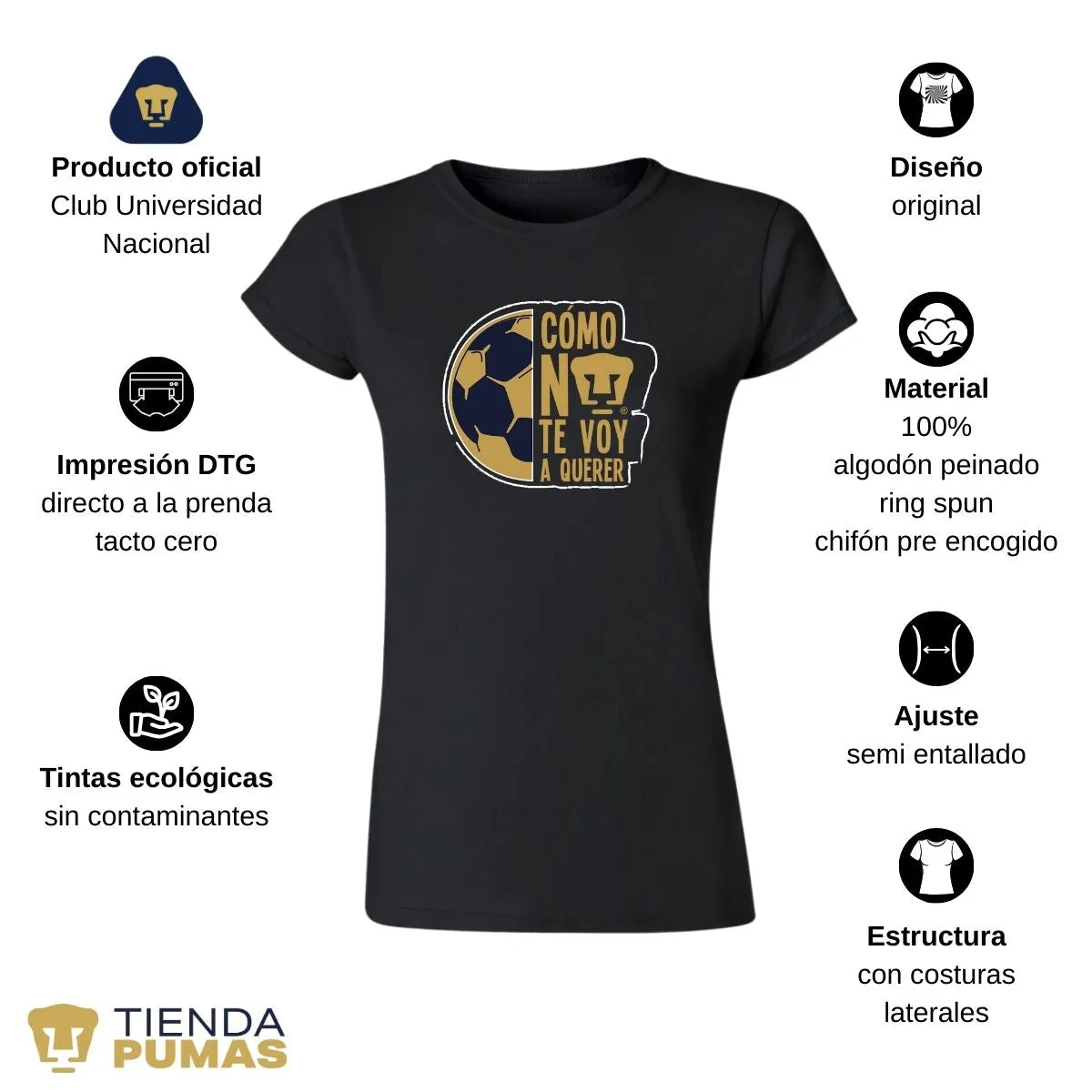 Playera Mujer Pumas UNAM Medio Balón