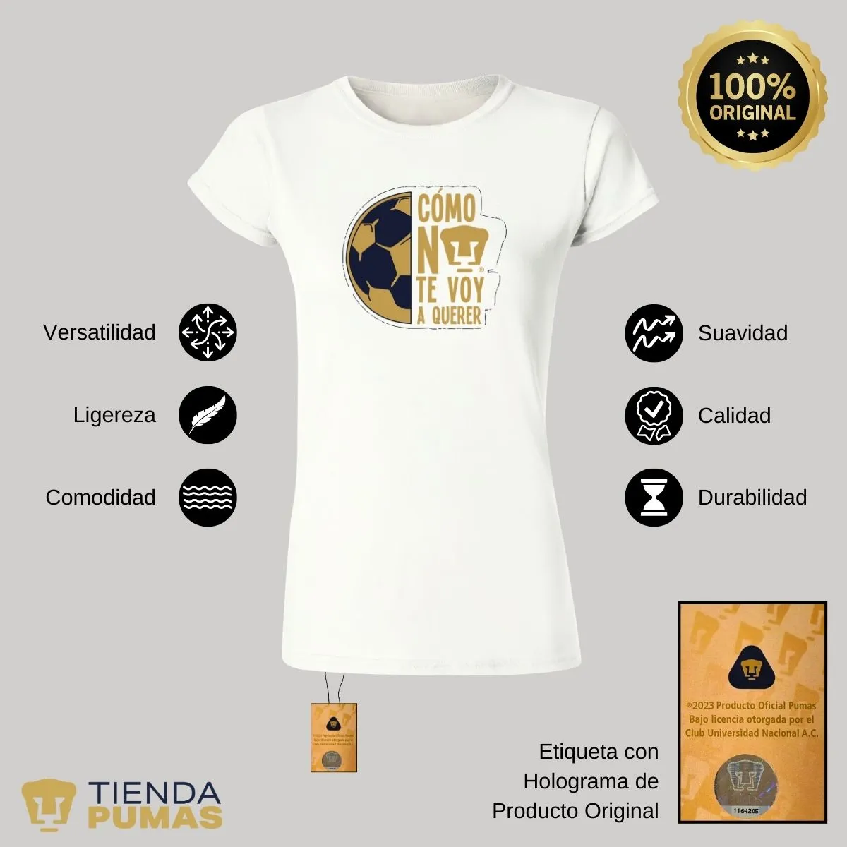 Playera Mujer Pumas UNAM Medio Balón