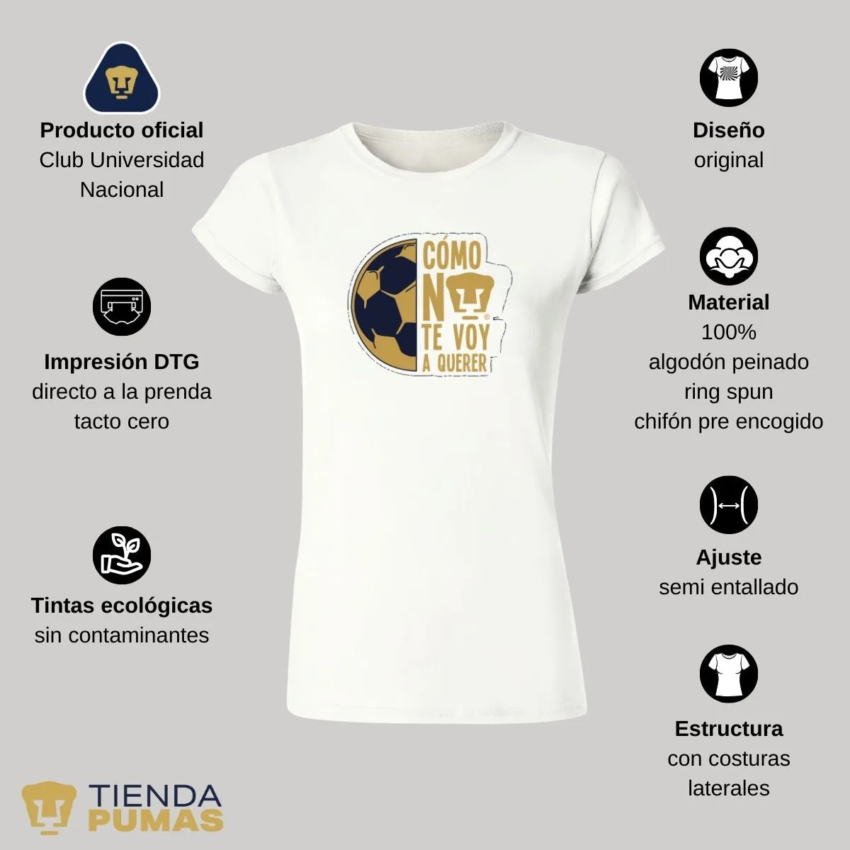 Playera Mujer Pumas UNAM Medio Balón