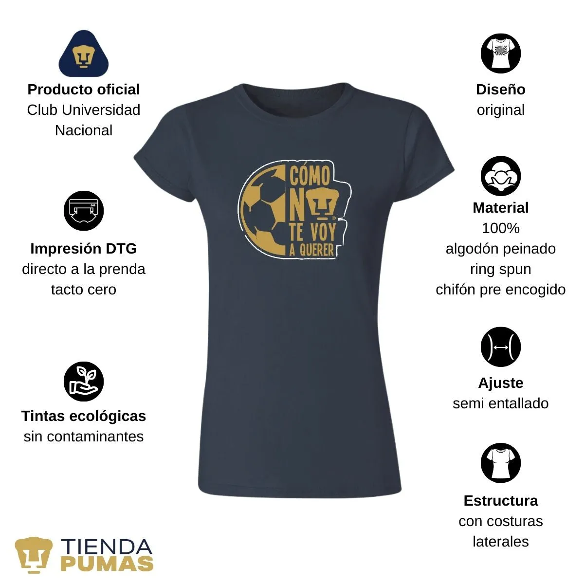 Playera Mujer Pumas UNAM Medio Balón