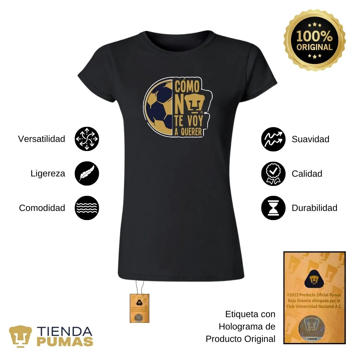 Playera Mujer Pumas UNAM Medio Balón