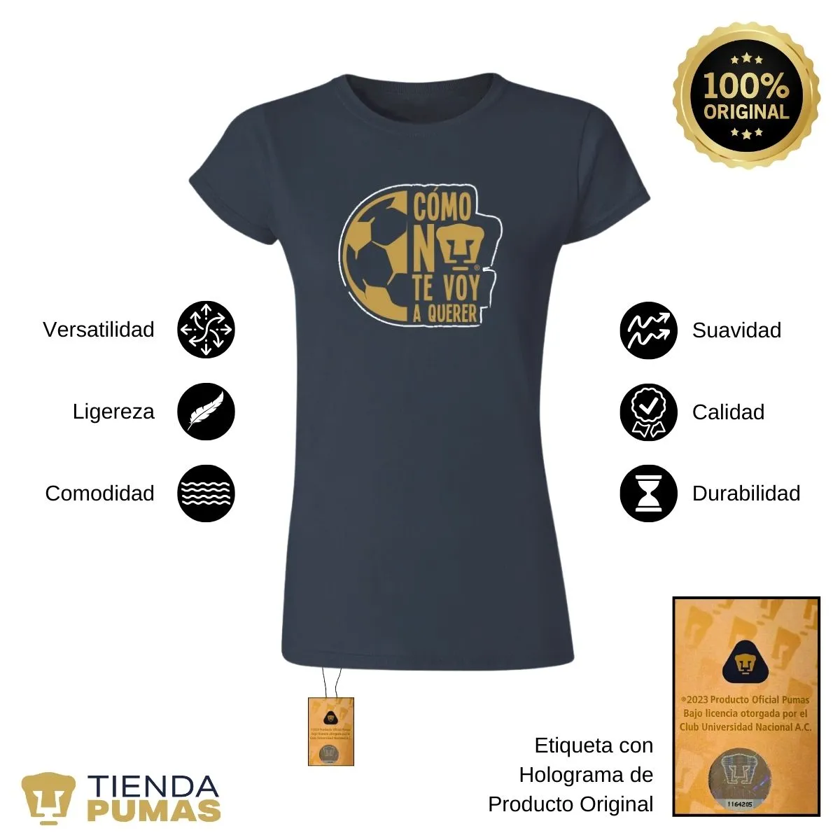 Playera Mujer Pumas UNAM Medio Balón