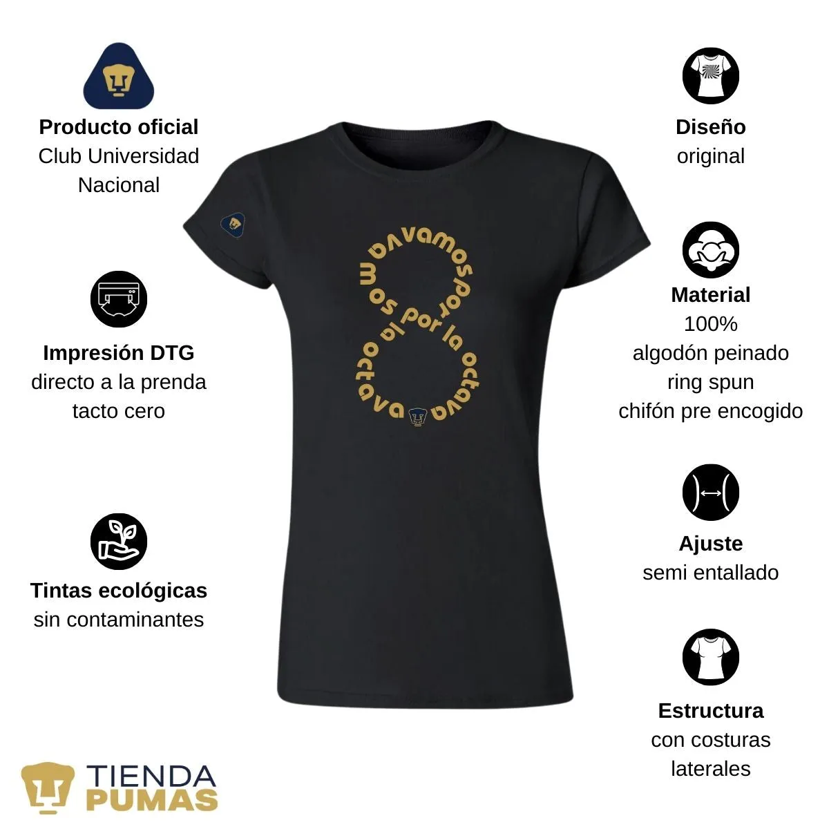 Playera Mujer Pumas UNAM octava