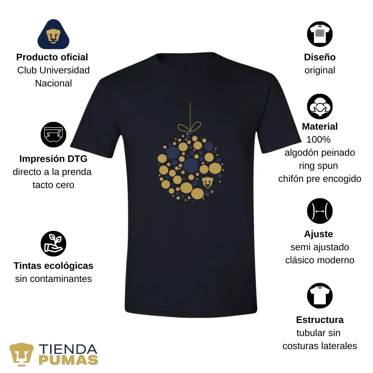 Playera Navidea Hombre Pumas UNAM Esfera