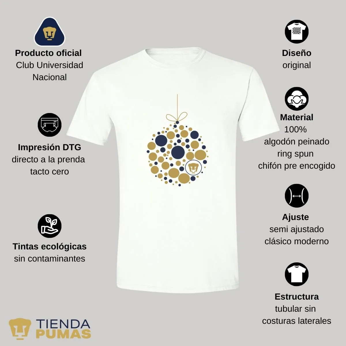 Playera Navidea Hombre Pumas UNAM Esfera