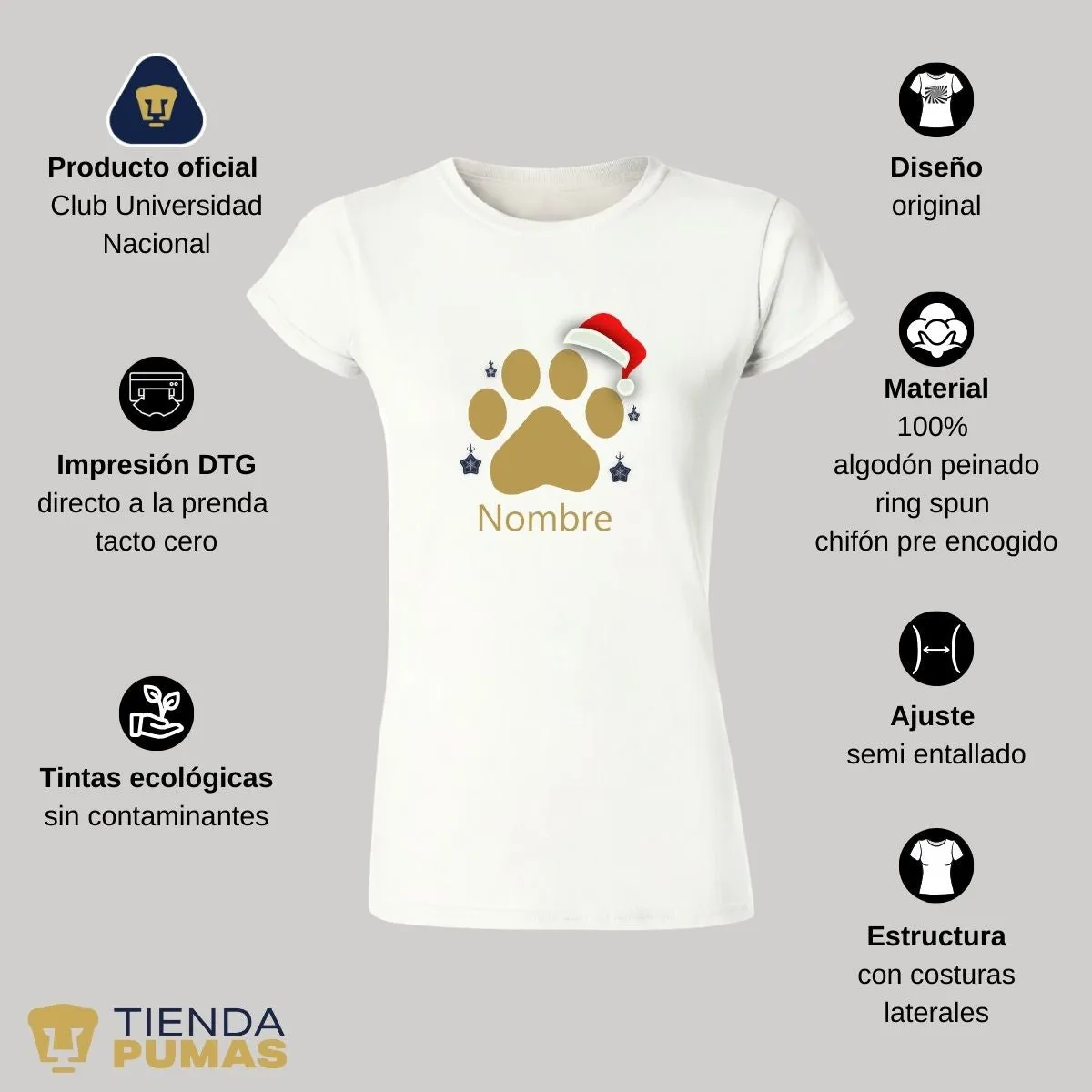 Playera Navidea Mujer Pumas UNAM Garra