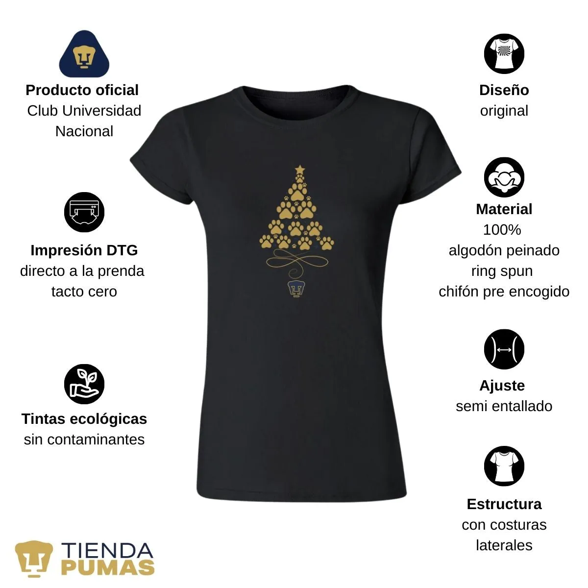 Playera Navidea Mujer Pumas UNAM rbol